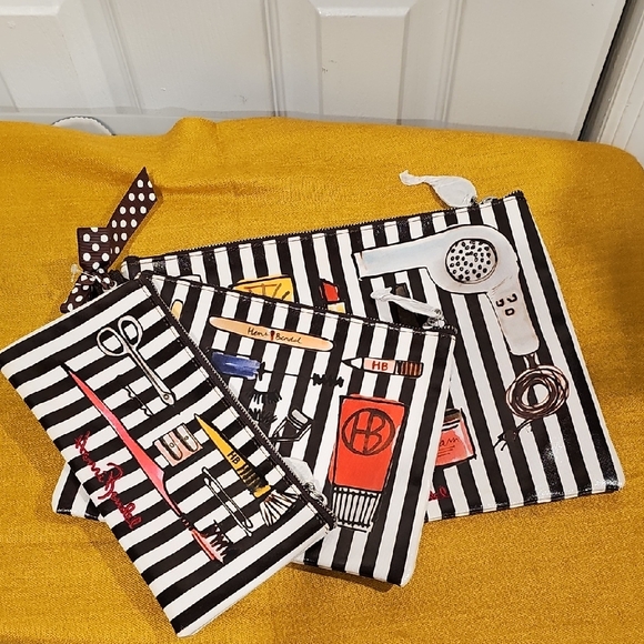 Henri Bendel Rare 3 PC Cosmetic Pouch Set NWOT